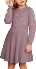 GRACE KARIN Girl Long Sleeve Sweater Dress - Soft, Twirl-Worthy