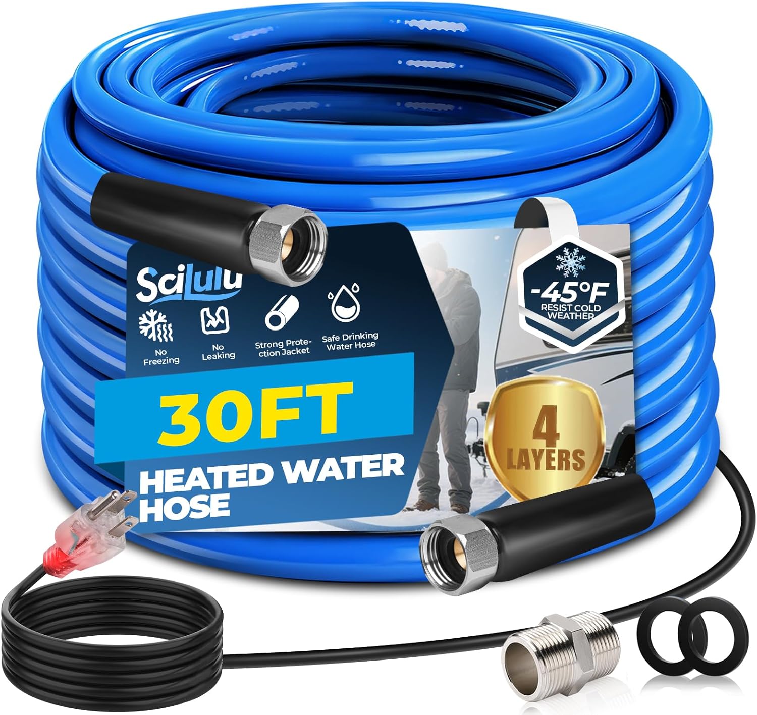 30ft Heated Water Hose for RV with Extreme Freeze Protection