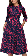 Simple Flavor Women's Floral Vintage Midi Dress (Style 7R92)