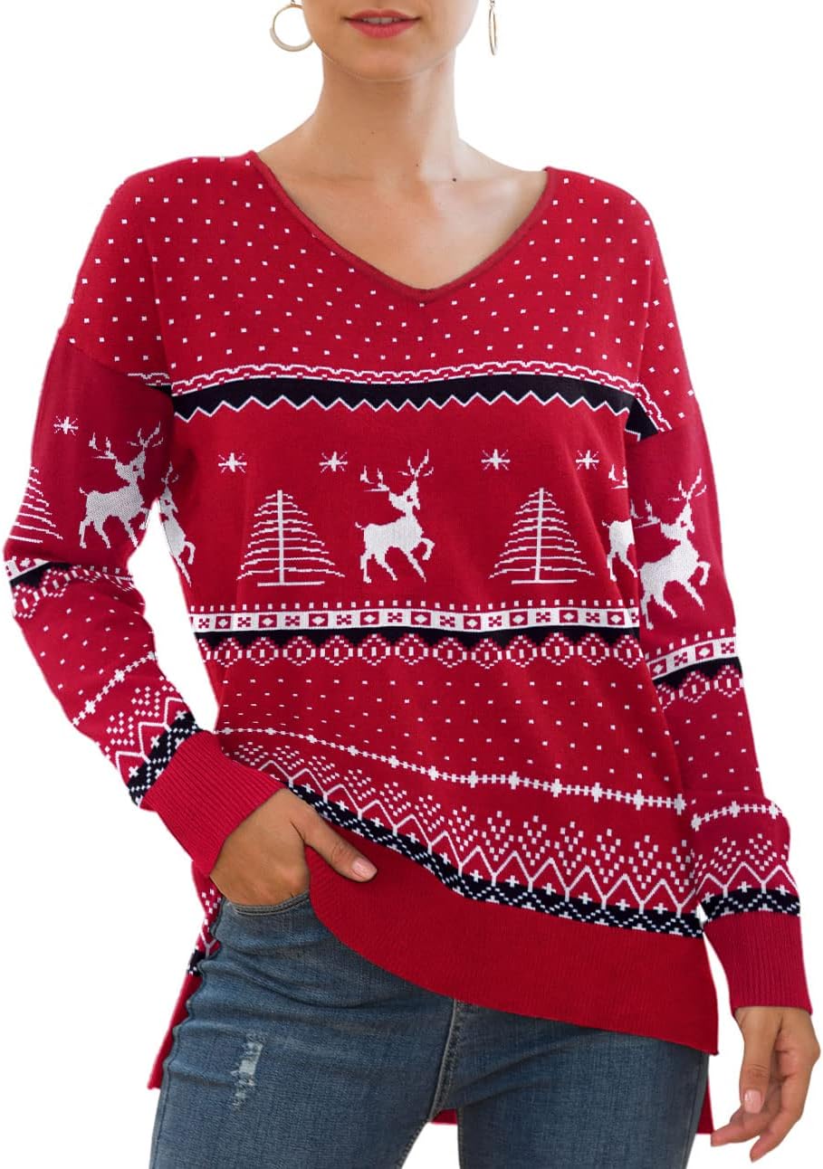 Jouica Women's Casual Lightweight V Neck Batwing Sleeve Sweater