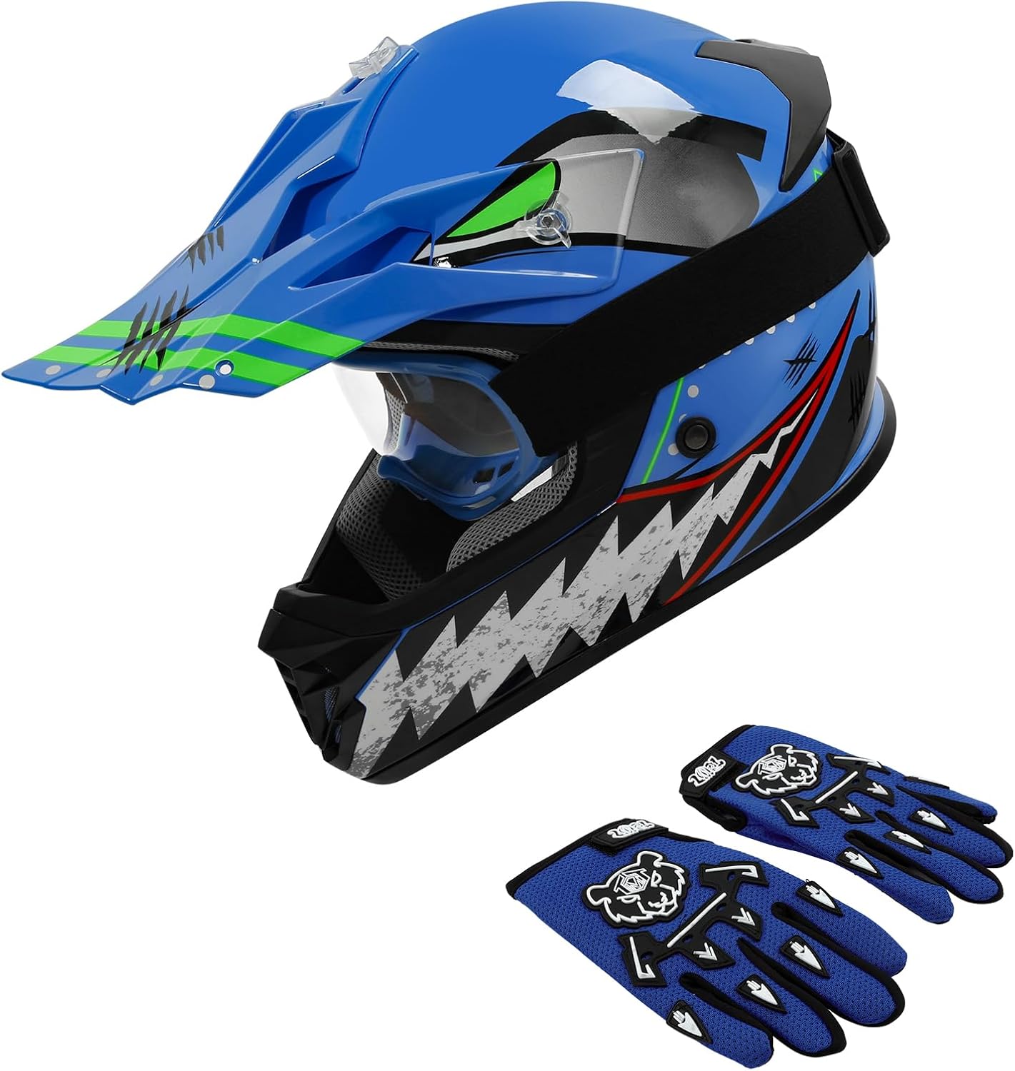 XFMT Youth Kids Motocross Offroad Helmet Goggles Gloves Set