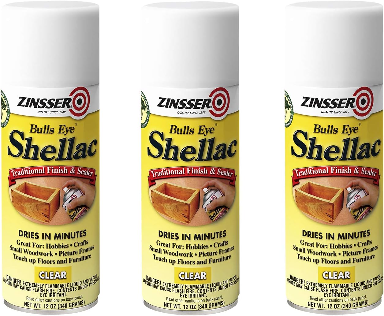 Zinsser Bulls Eye Shellac Spray 3 Pack for Wood Protection