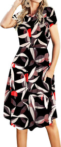 Simier Fariry Womens Summer Pocket Knee Length Casual Dress busy