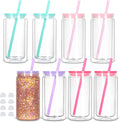 8 Pack Snow Globe Tumbler 16 Oz Double Wall Plastic Can With Lid