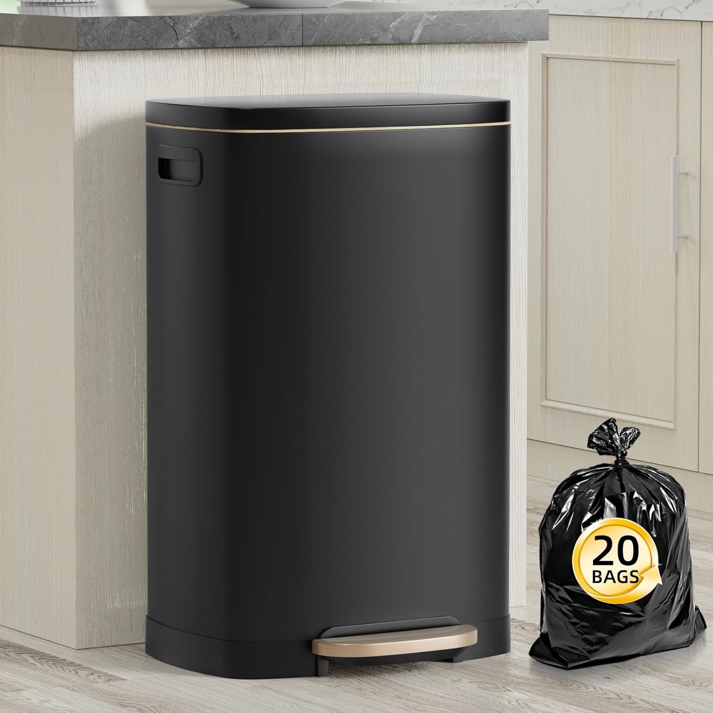 13 Gallon Trash Can with Lid, Fingerprint Proof Stainless Steel