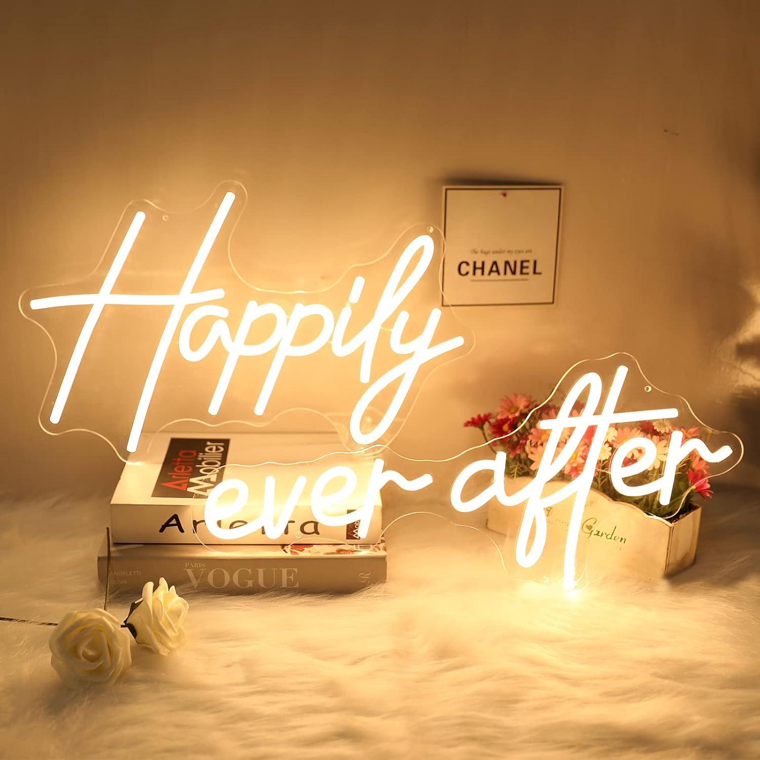 Happily Ever After Neon Sign for Engagement and Home Decor
