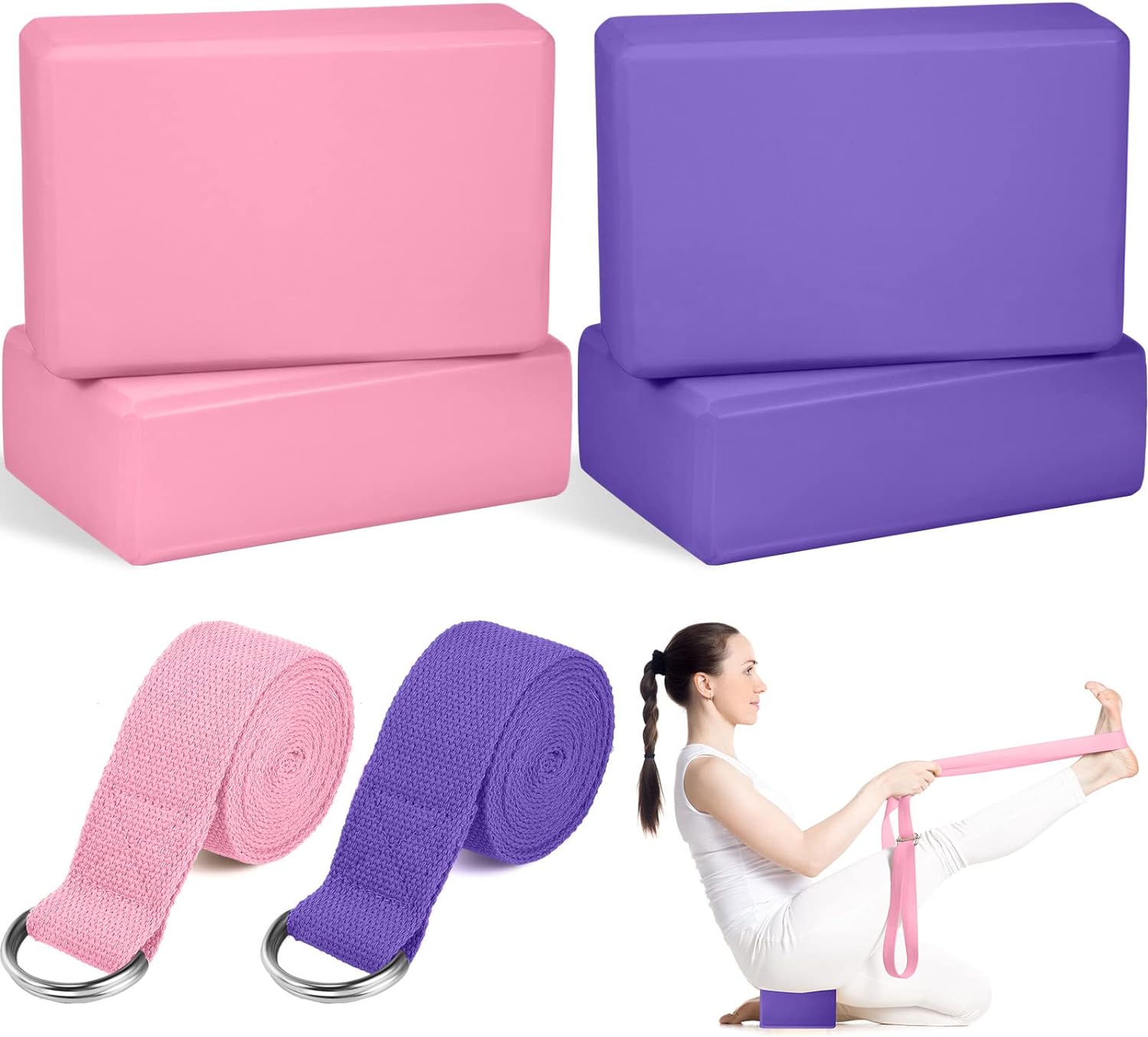 Jexine Yoga Block Set: 6 Pcs for Ultimate Flexibility!