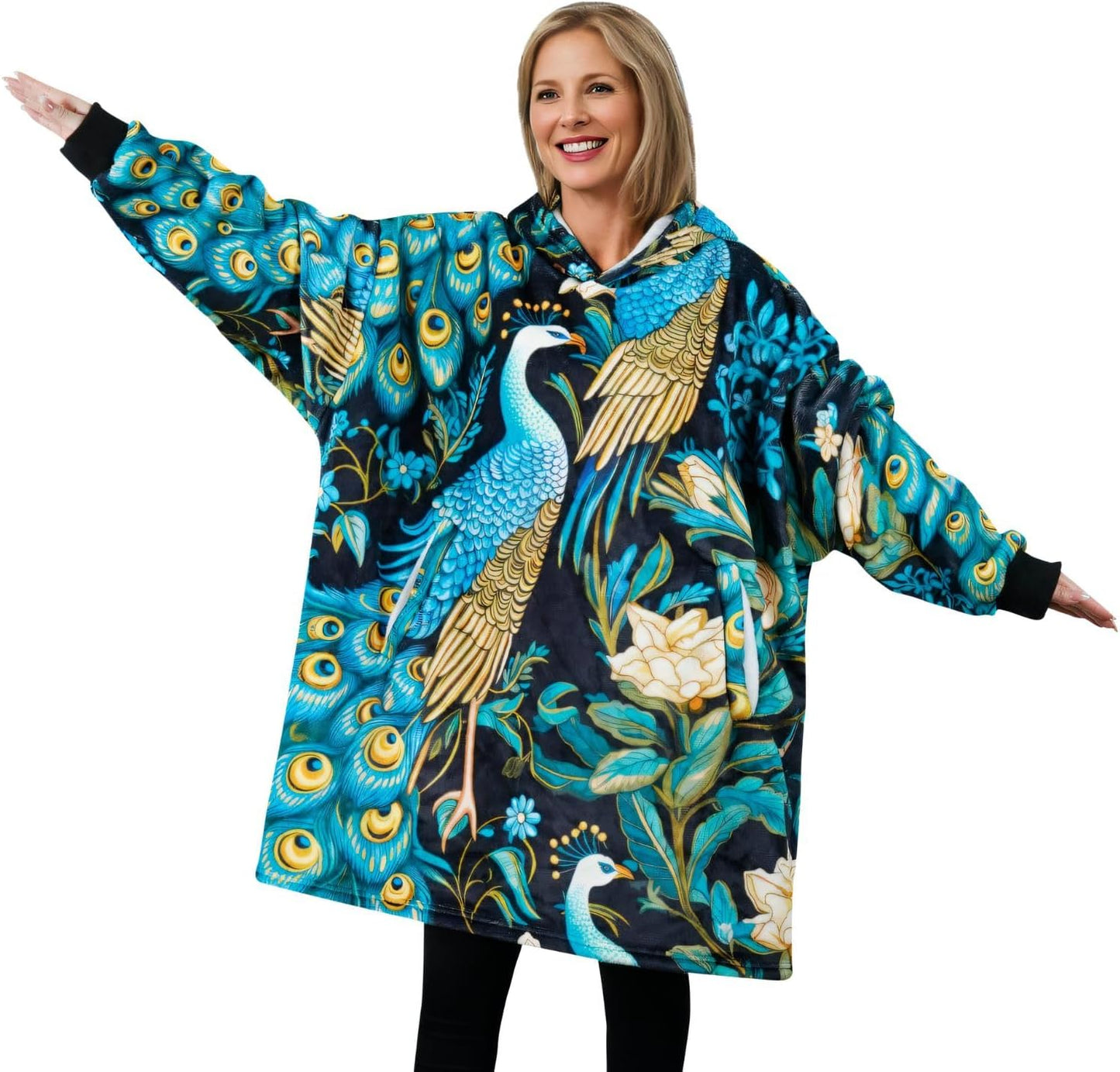 Huglanket: Cozy Peacock Hooded Blanket