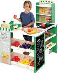 Pretend Play Grocery Store Wooden Supermarket Toy Set - Moving