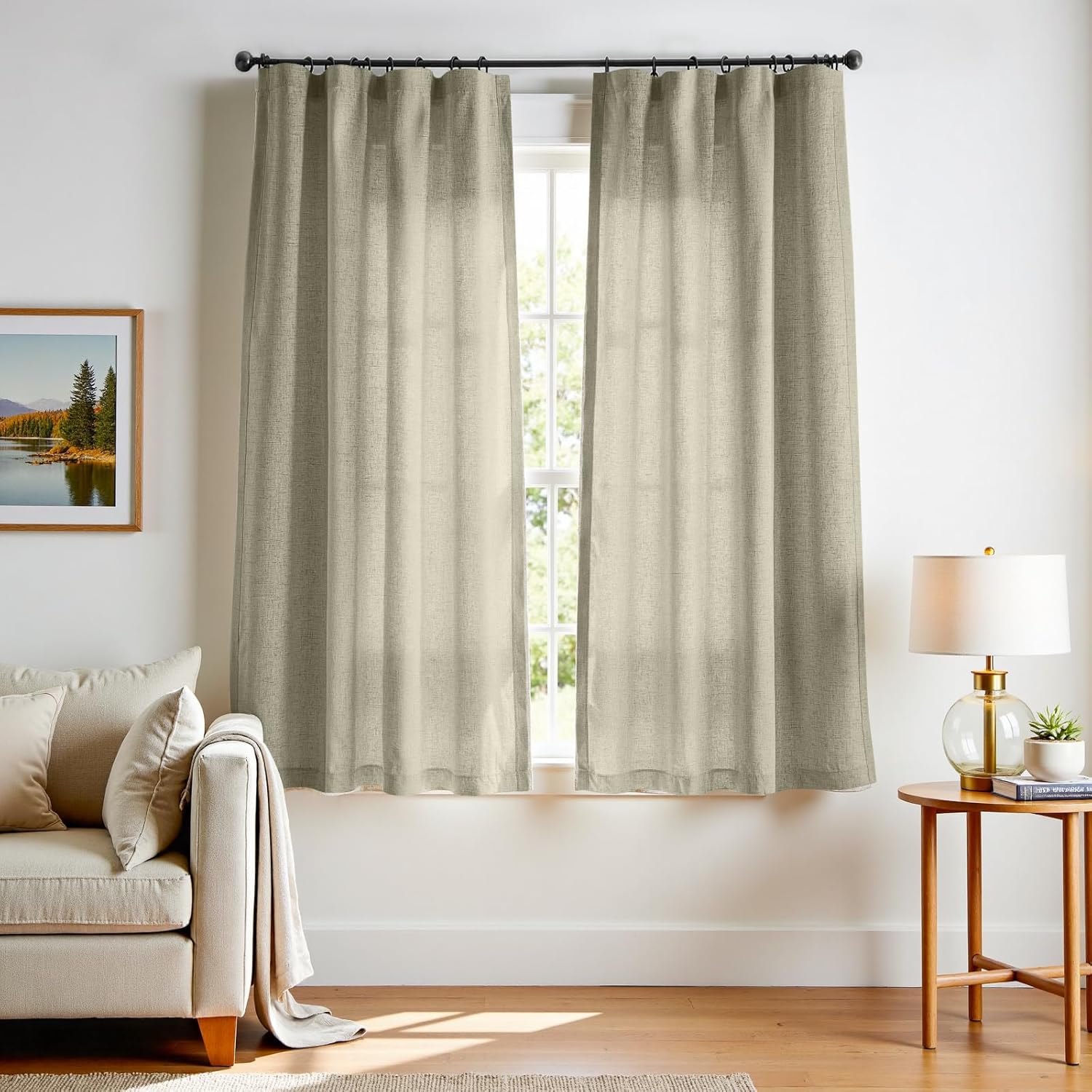 jinchan Linen Blend Curtains for Bedroom and Living Room