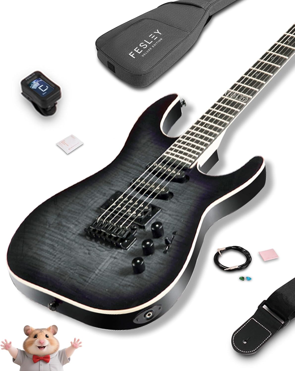 39in Solid Body Electric Guitar with HSS Pickup and Kit