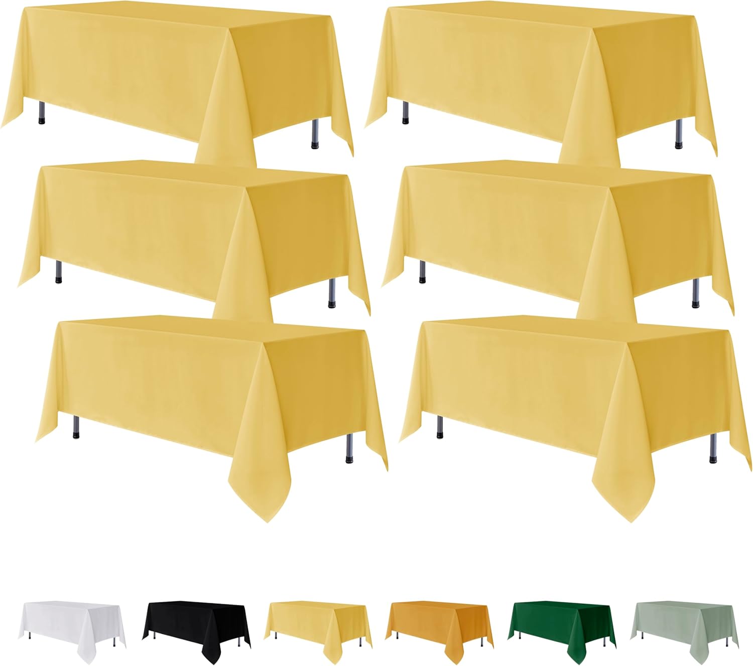 Fitable 6 Pack Yellow Rectangle Tablecloths for Events and Parties