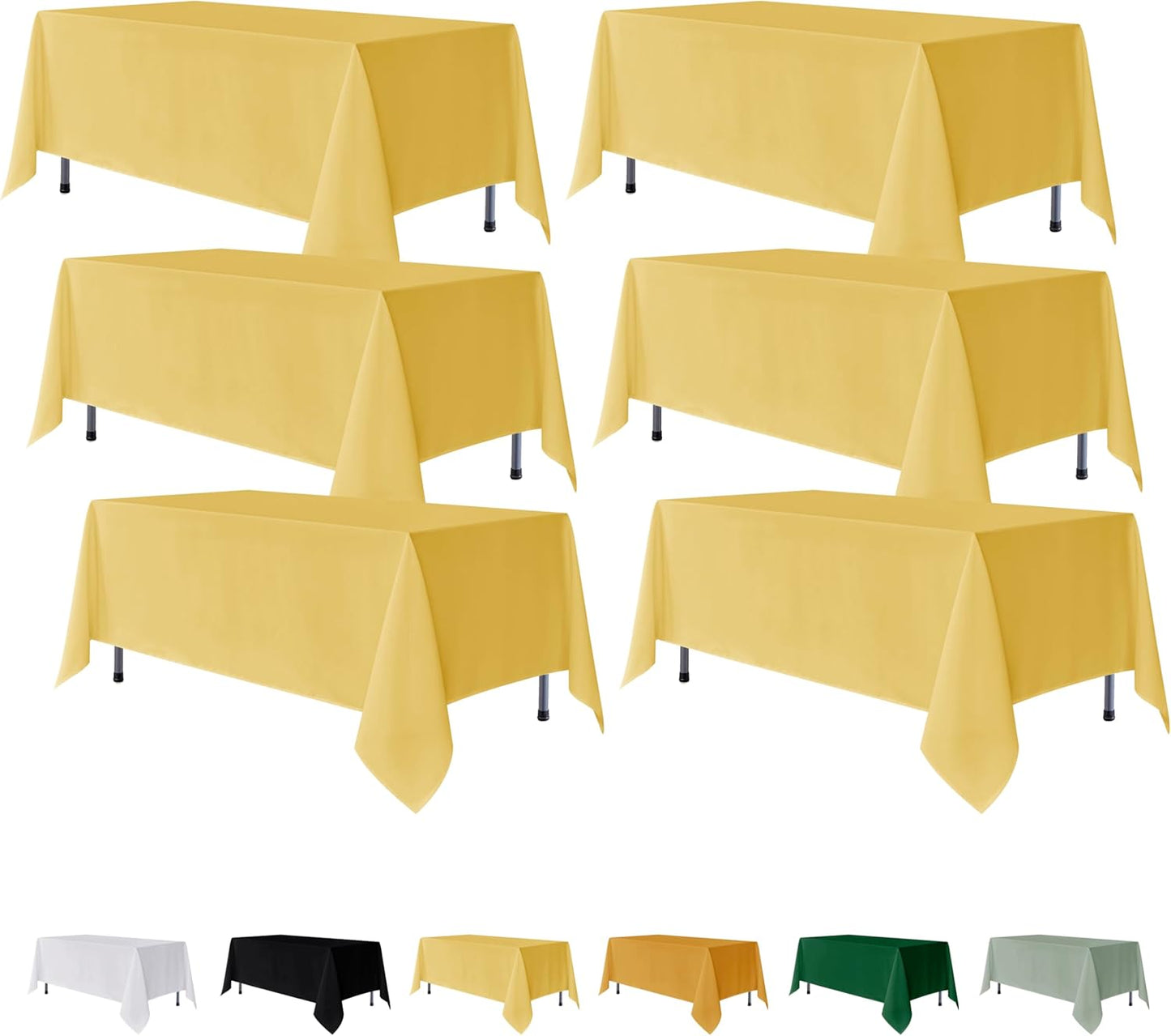 Fitable 6 Pack Yellow Rectangle Table Clothes for Events