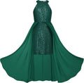 Chic Halter Neck Sequin Dress for Girls' Parties and Special Events