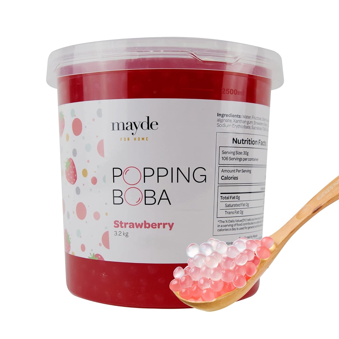 Mayde Popping Boba Pearls - Bursting Strawberry Flavor Treats