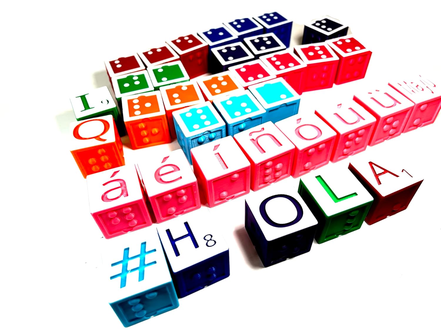 Braille Alphabet and Number Toy Blocks for Learning Spanish