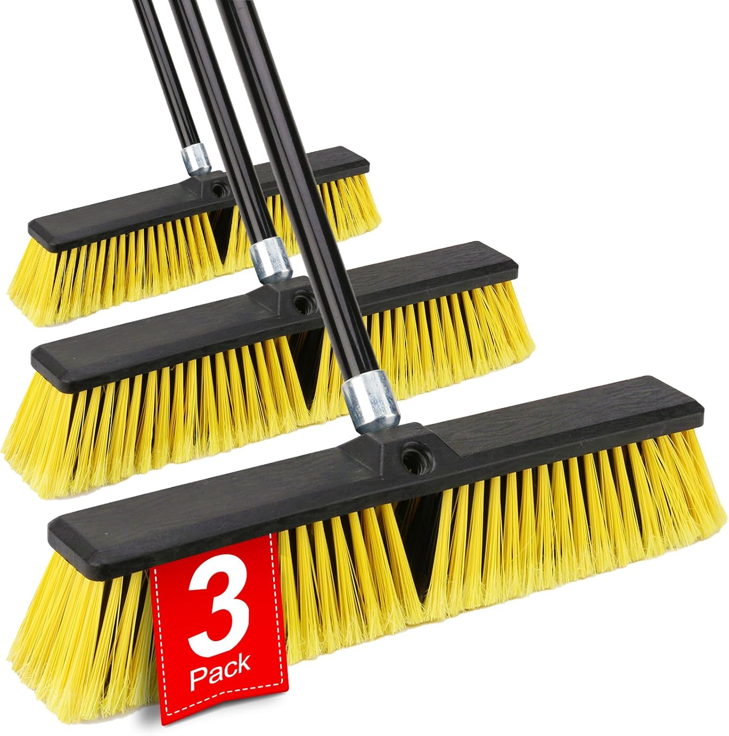 18 Inch Push Broom Outdoor with 63 Inch Long Handle for Cleaning