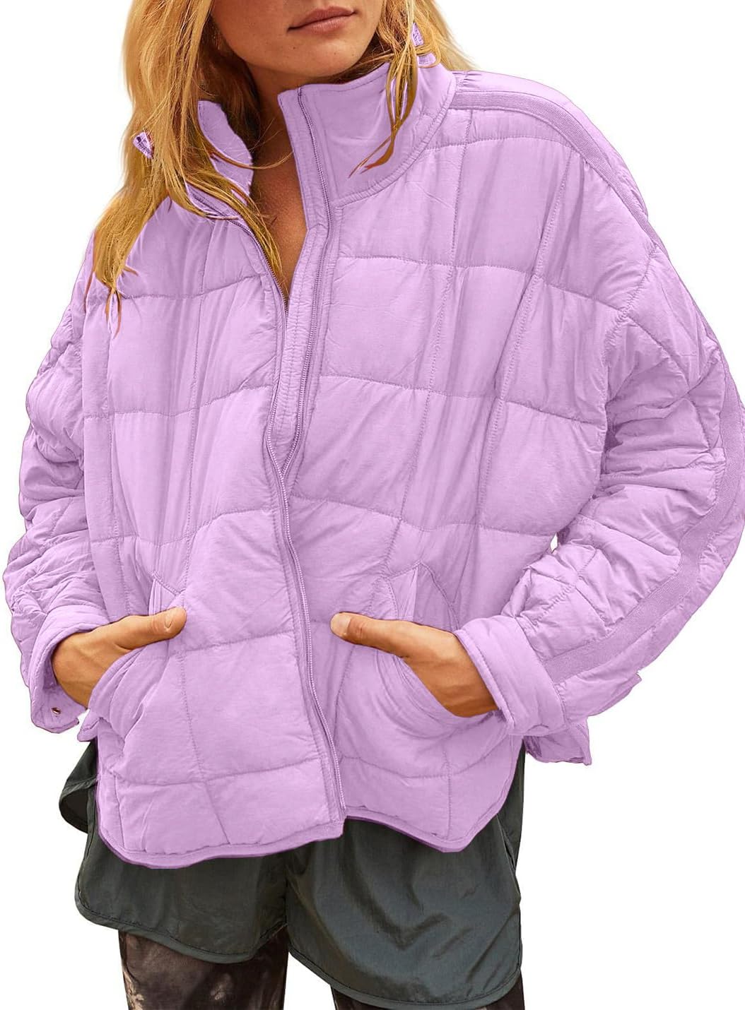 Gacaky Women's Baggy Lightweight Zip Puffer Jacket for Winter