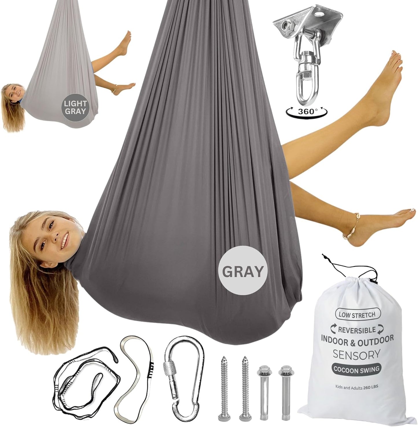 Double Layer Reversible Sensory Swing for Kids and Adults