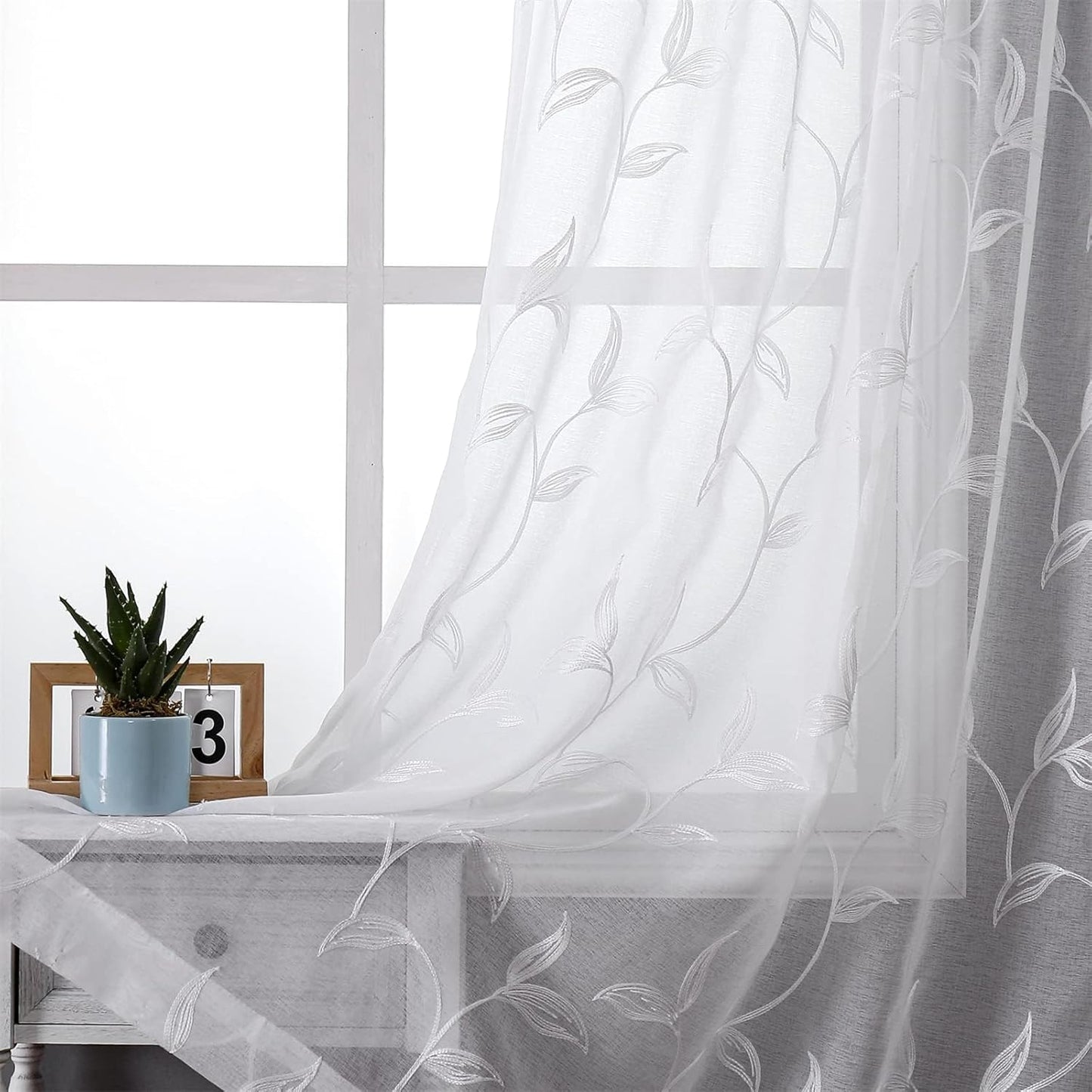 VISIONTEX Sheer Curtains 120 inch Length for Elegant Living Spaces