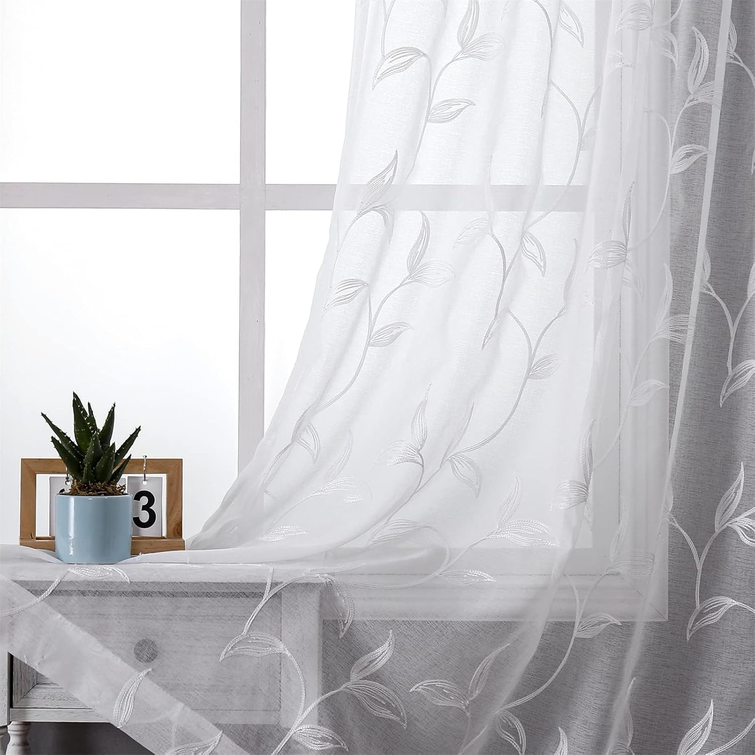 VISIONTEX Sheer Curtains 120 inch Length for Elegant Living Spaces