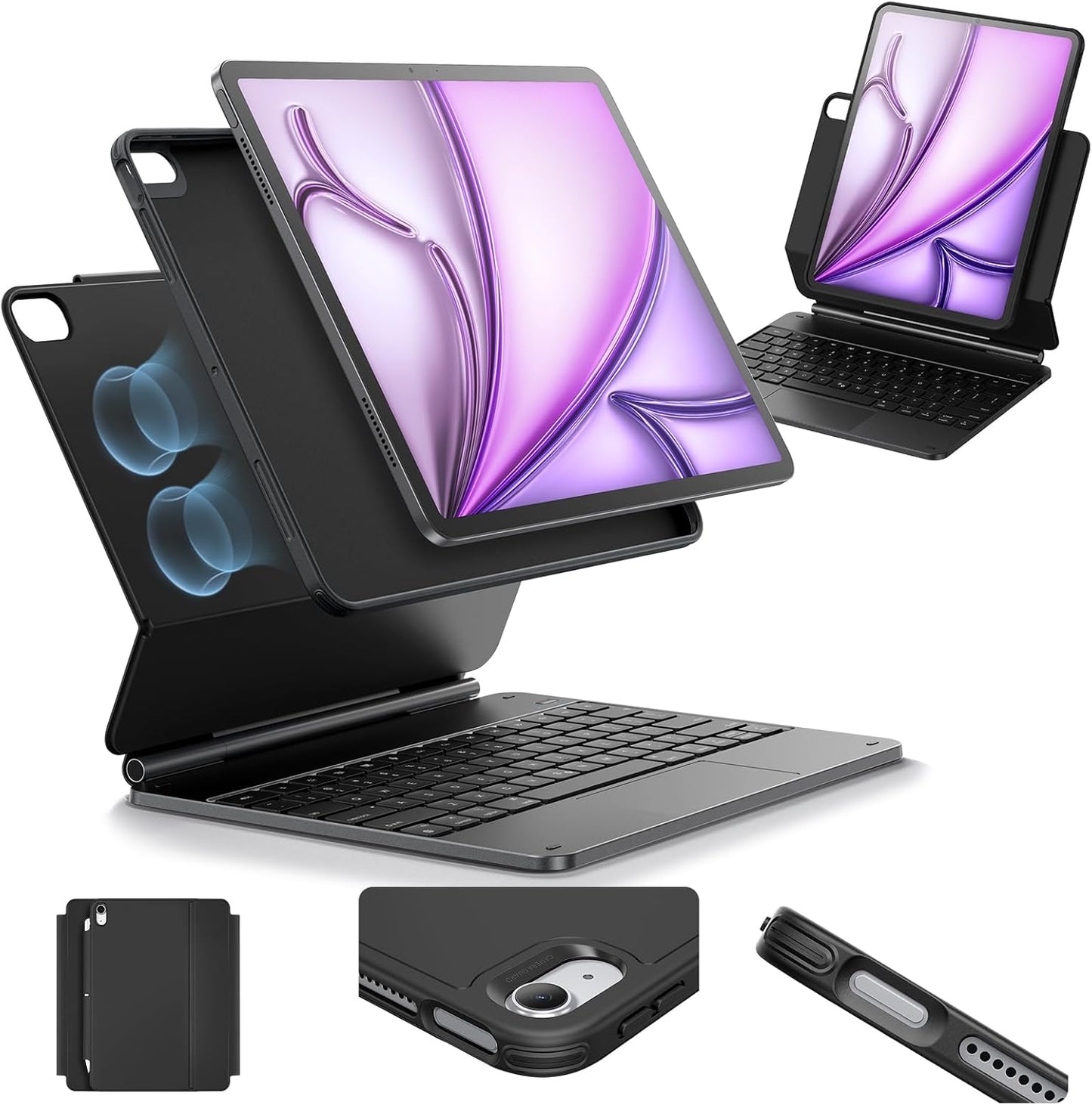 ESR iPad Air 13 Keyboard Case: Magnetic Stand, Trackpad, Black