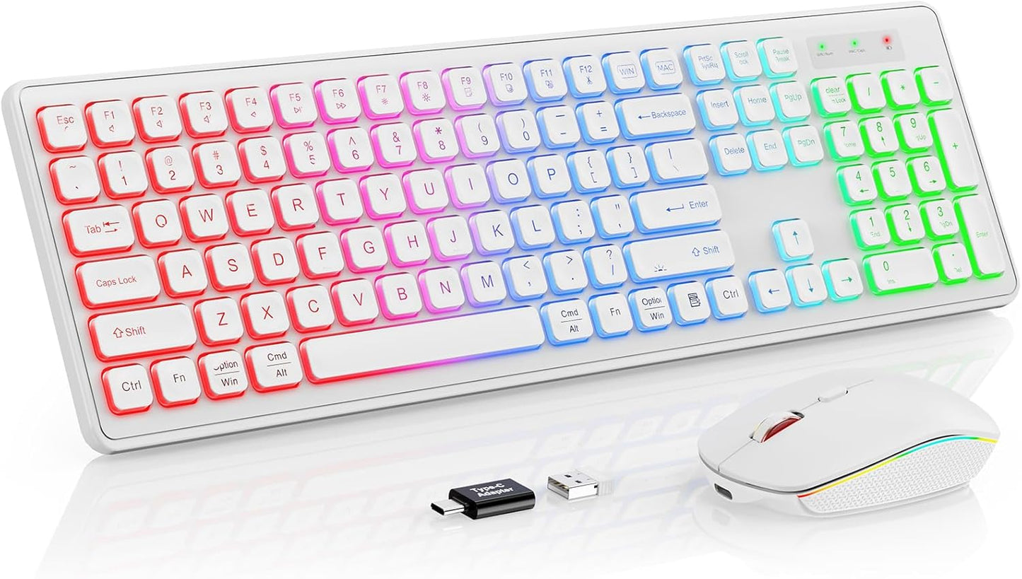 Wireless Keyboard and Mouse Combo with RGB Backlit Features