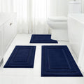 HOMEIDEAS Bathroom Rugs Set 3 Piece - Soft, Absorbent Navy Blue