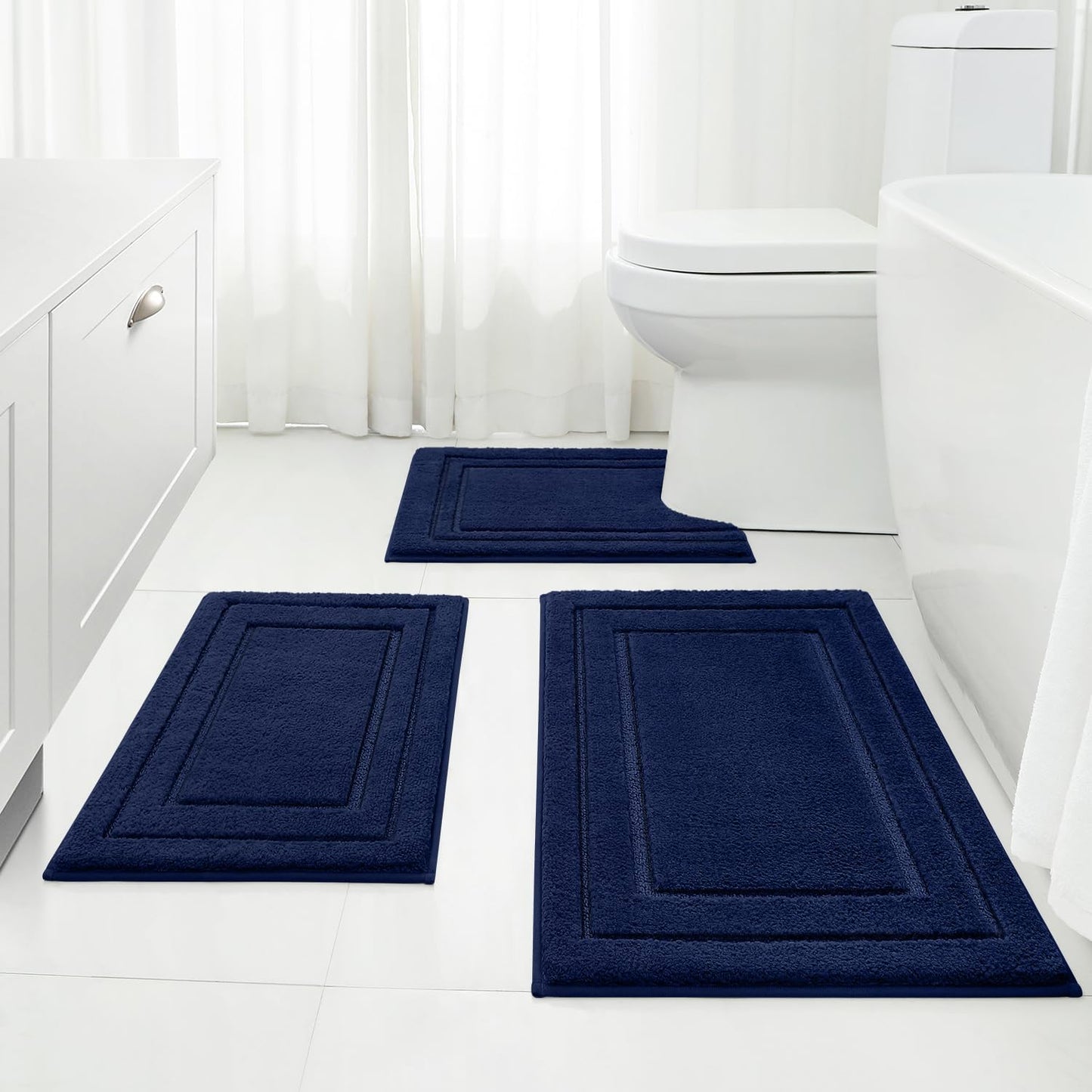 Super Soft Non Slip Microfiber Bathroom Rugs Set for Comfort