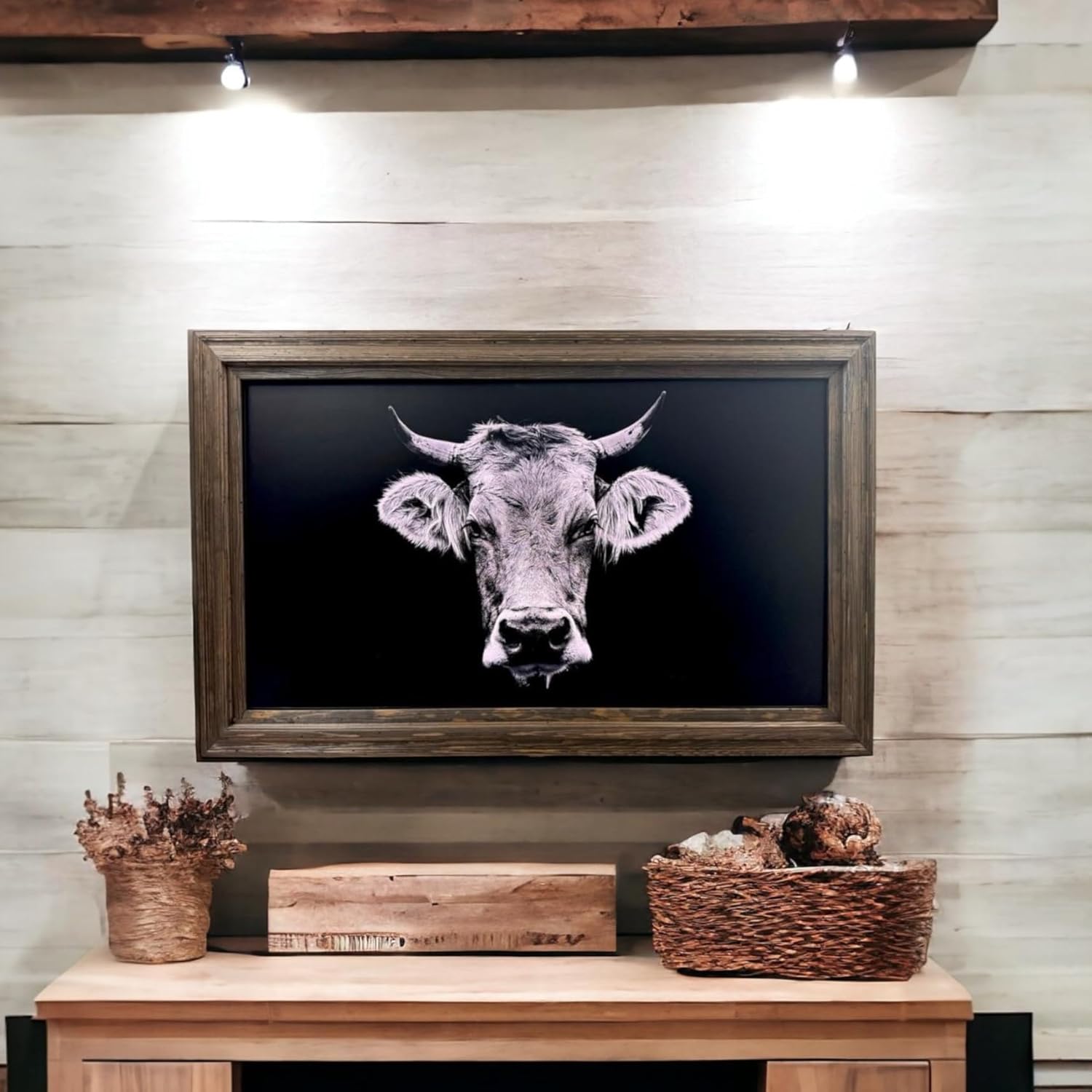 Handmade Rustic Dark Stain TV Frame for Samsung The Frame TV