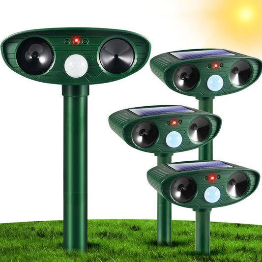 4 Pack Solar Ultrasonic Animal Repeller for Effective Yard Protection