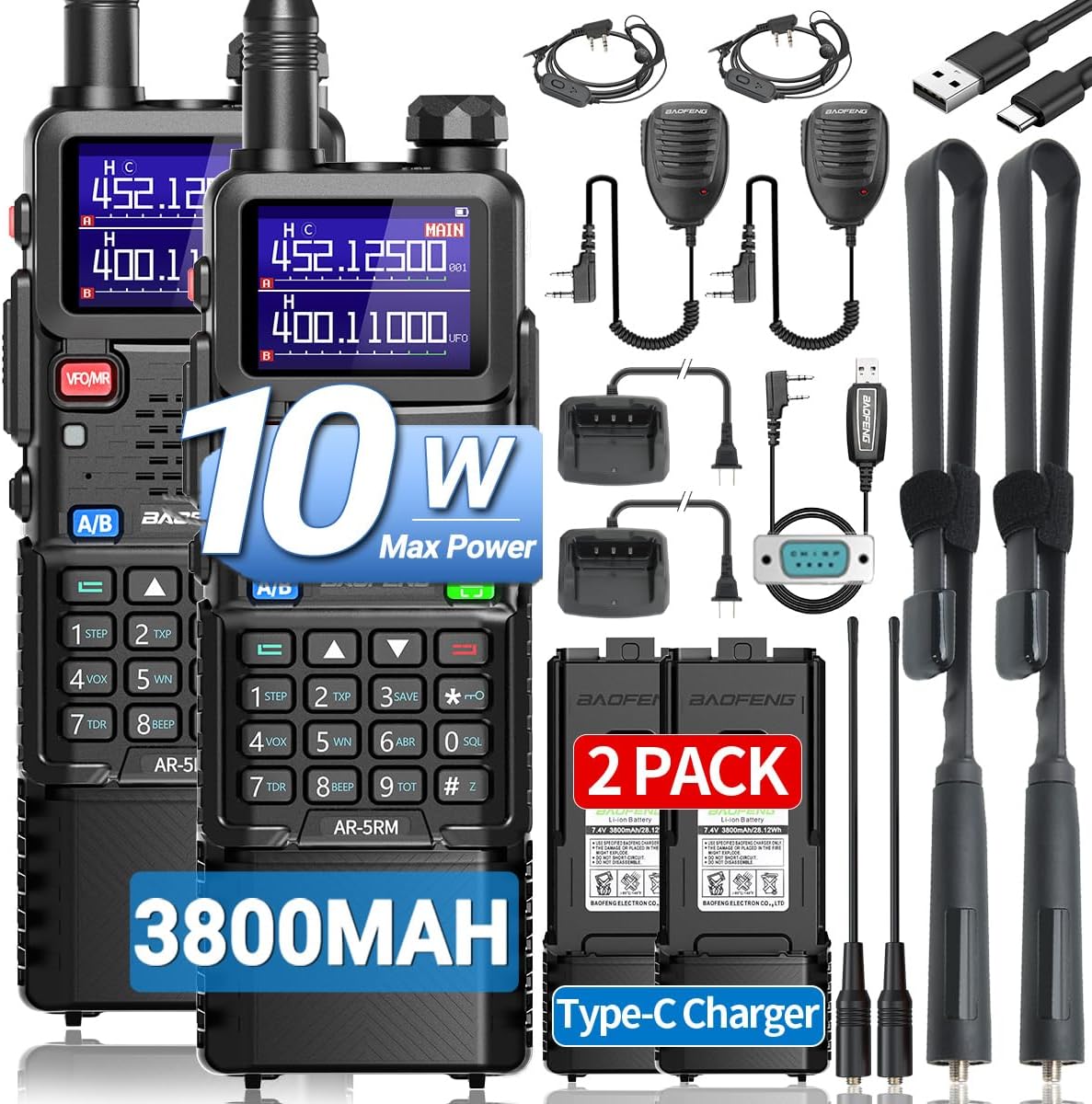 Baofeng Radio Long Range 10W Handheld Walkie Talkies for Survival