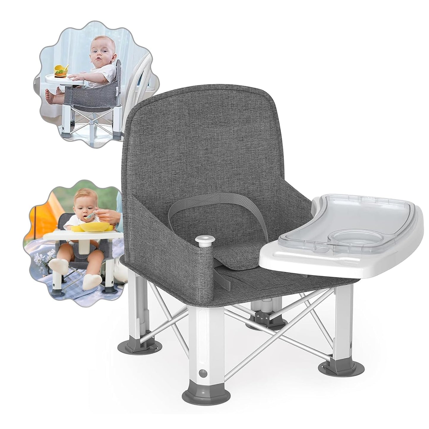 Baby Travel Booster Seat with Double Tray for Safe Dining