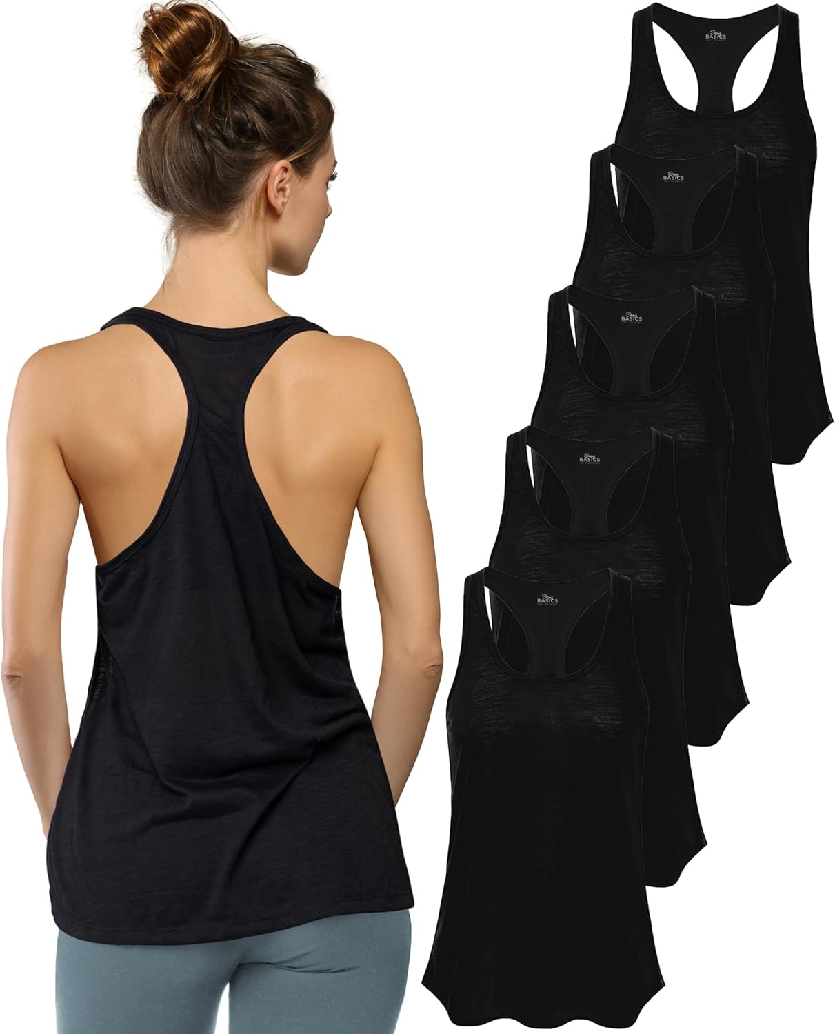 Women's 5 Pack Everyday Flowy Racer Back Workout Tank Tops