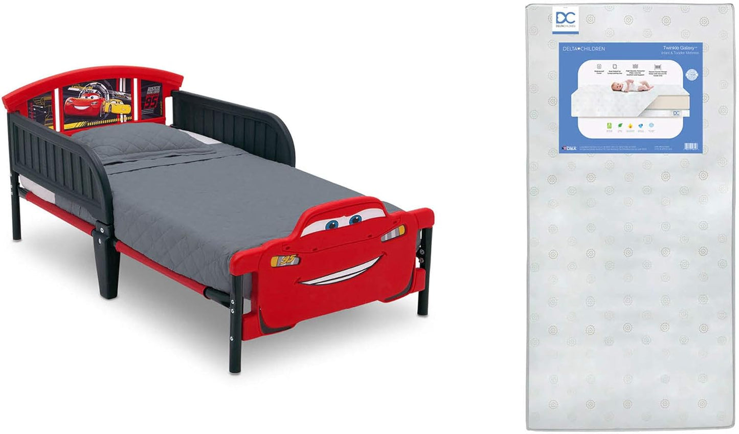 Delta Children 3D-Footboard Toddler Bed with Twinkle Galaxy Mattress