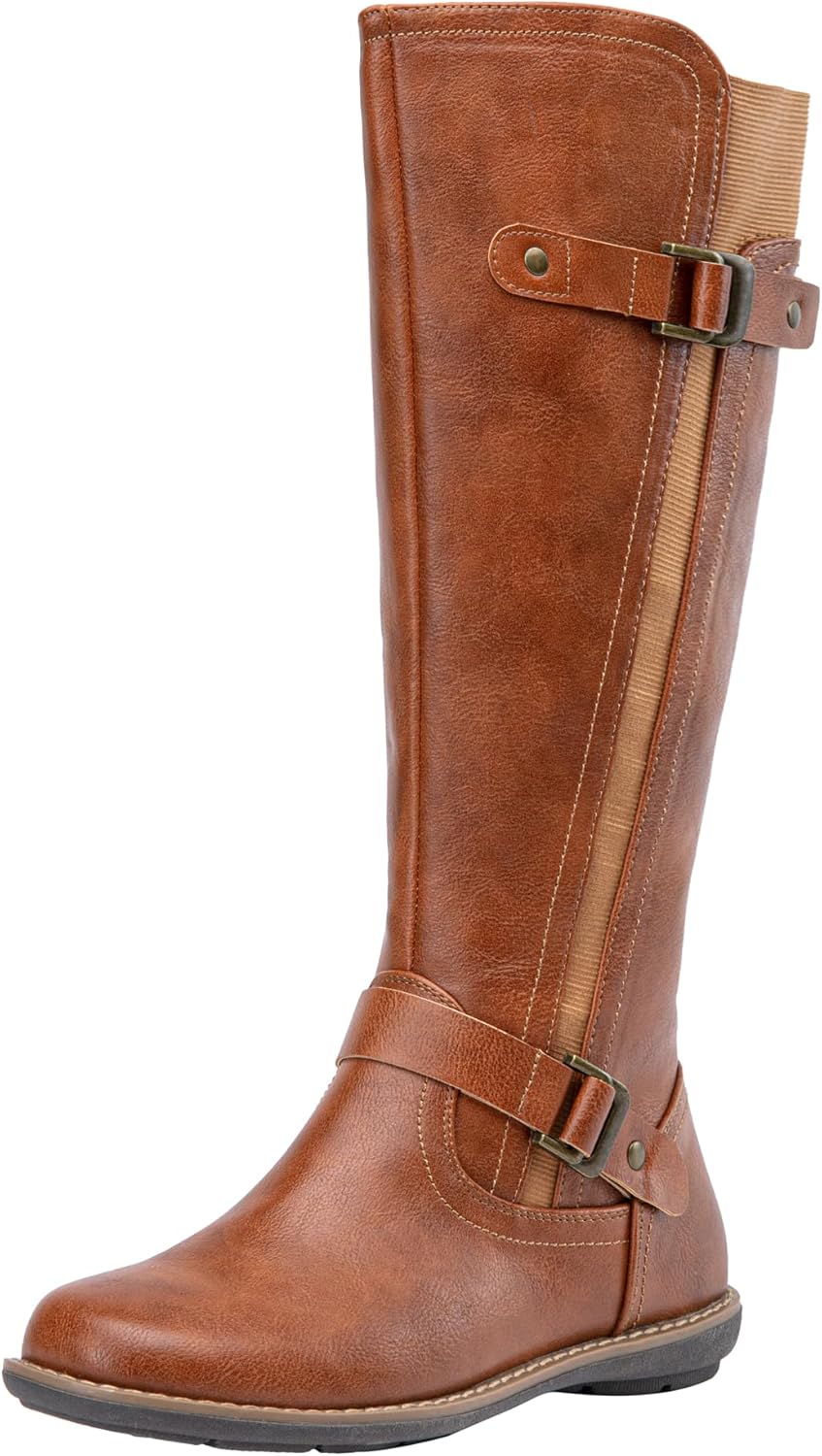 Jeossy Women's Knee-High Boots with Buckle for Fashionable Style