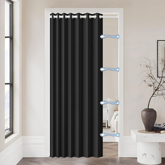 100% Blackout Magnetic Folding Door Curtain by HMYI