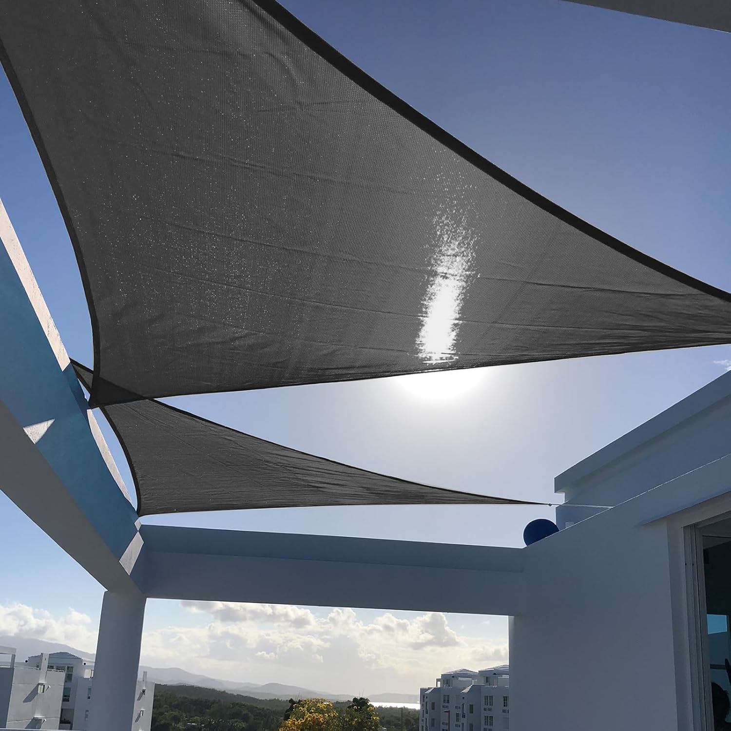 SUNNY GUARD Triangle Sun Shade Sail 11ftx22ftx22ft for Outdoor Use