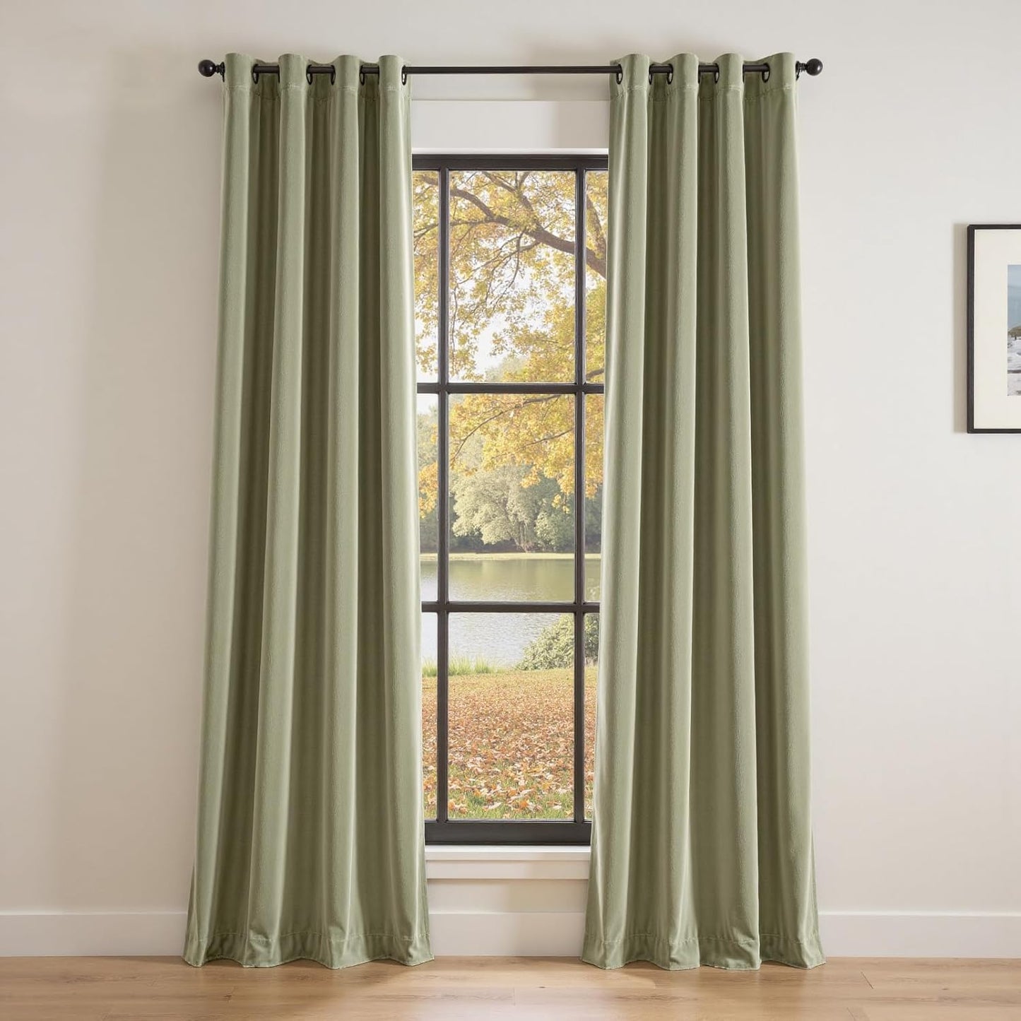 Lazzzy Blackout Velvet Green Thermal Insulated Curtains