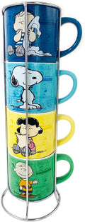 Peanuts Stacking Ceramic Mug Set 4-Pack, 10-Ounces - Compact Stack