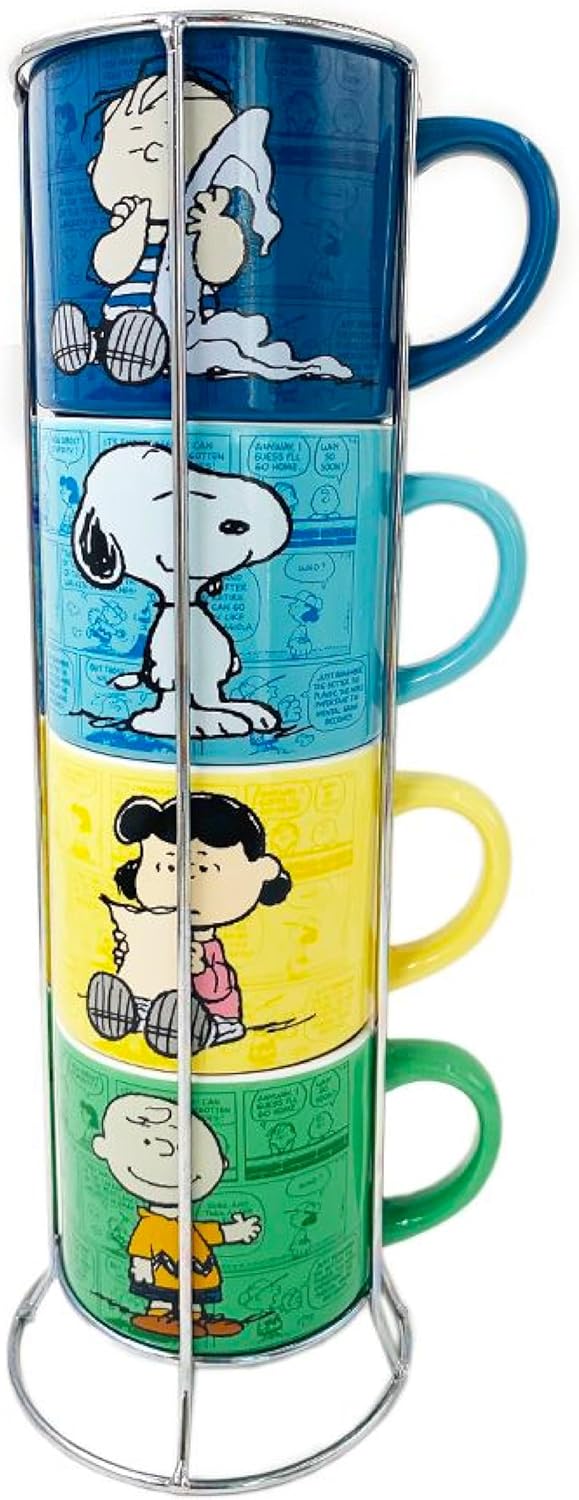 Peanuts Comic Strip 4-Pack Ceramic Mug Set for Coffee Lovers