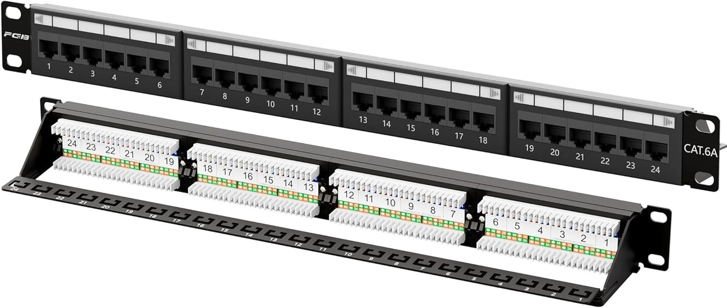 FGB 10Gbps Cat6A Patch Panel for 19in Rackmount or Wall Mount