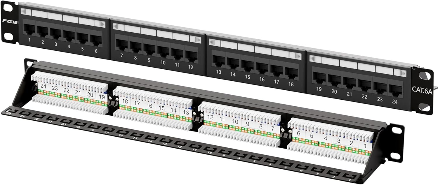 FGB 10Gbps Cat6A Patch Panel for 19in Rackmount or Wall Mount