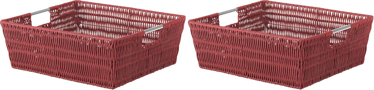 Whitmor Rattique Shelf Tote Red for Stylish Home Organization