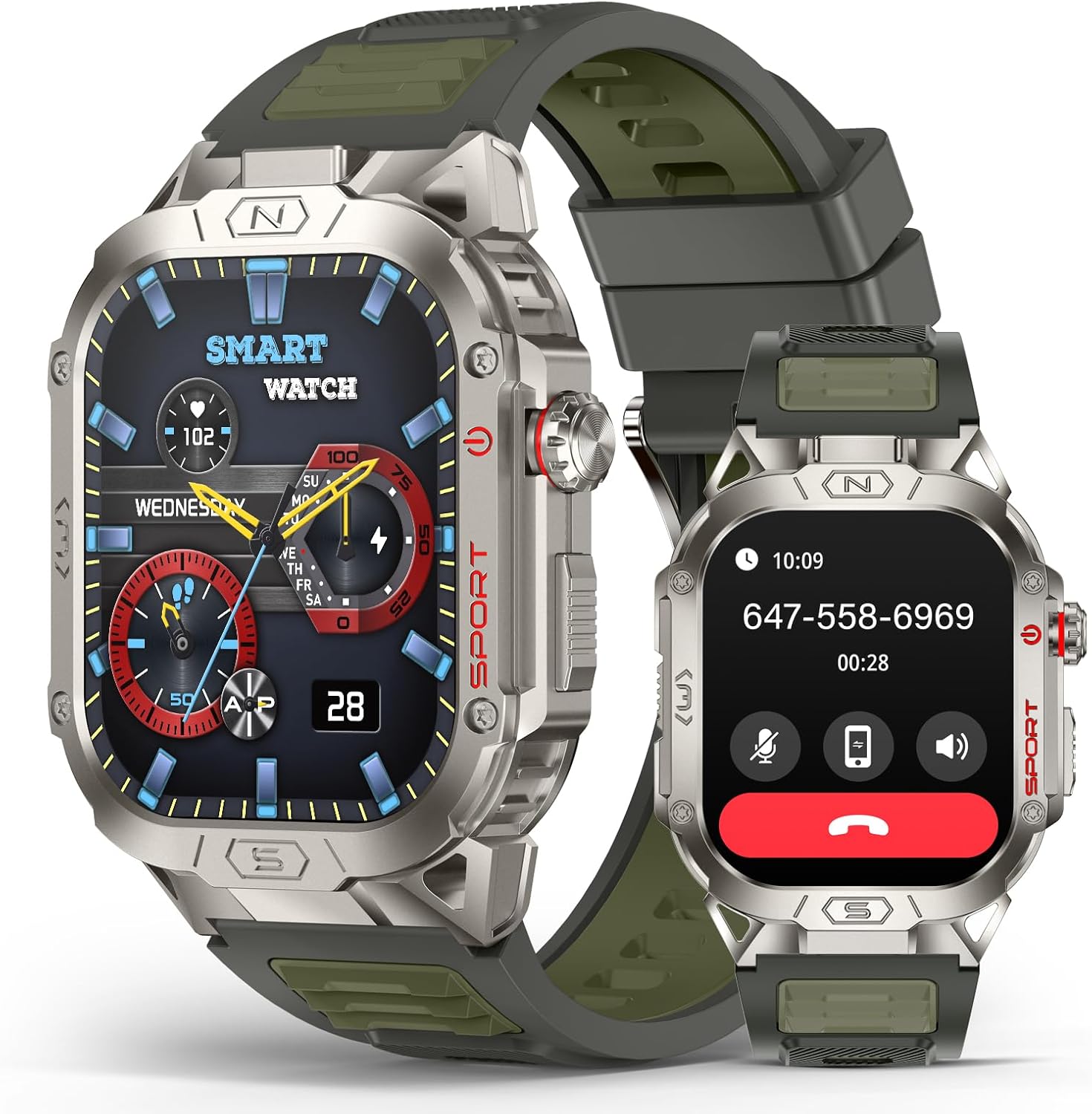 SOUYIE Rugged Smartwatch: LED Flashlight, Waterproof, Fitness Tracker