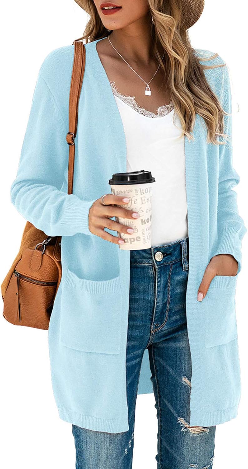 TASAMO Women's Kimono Cardigan: Cozy Open Front Knit Sweater