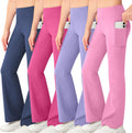 Girls Bootcut Yoga Pants with Wide Pockets - High Waisted Fit