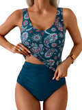 Stylish two piece tankini swimwear for women offering tummy support