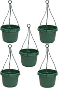 Plastic 11in Pots with Hangers Hunter Green Set of 5 - Durable