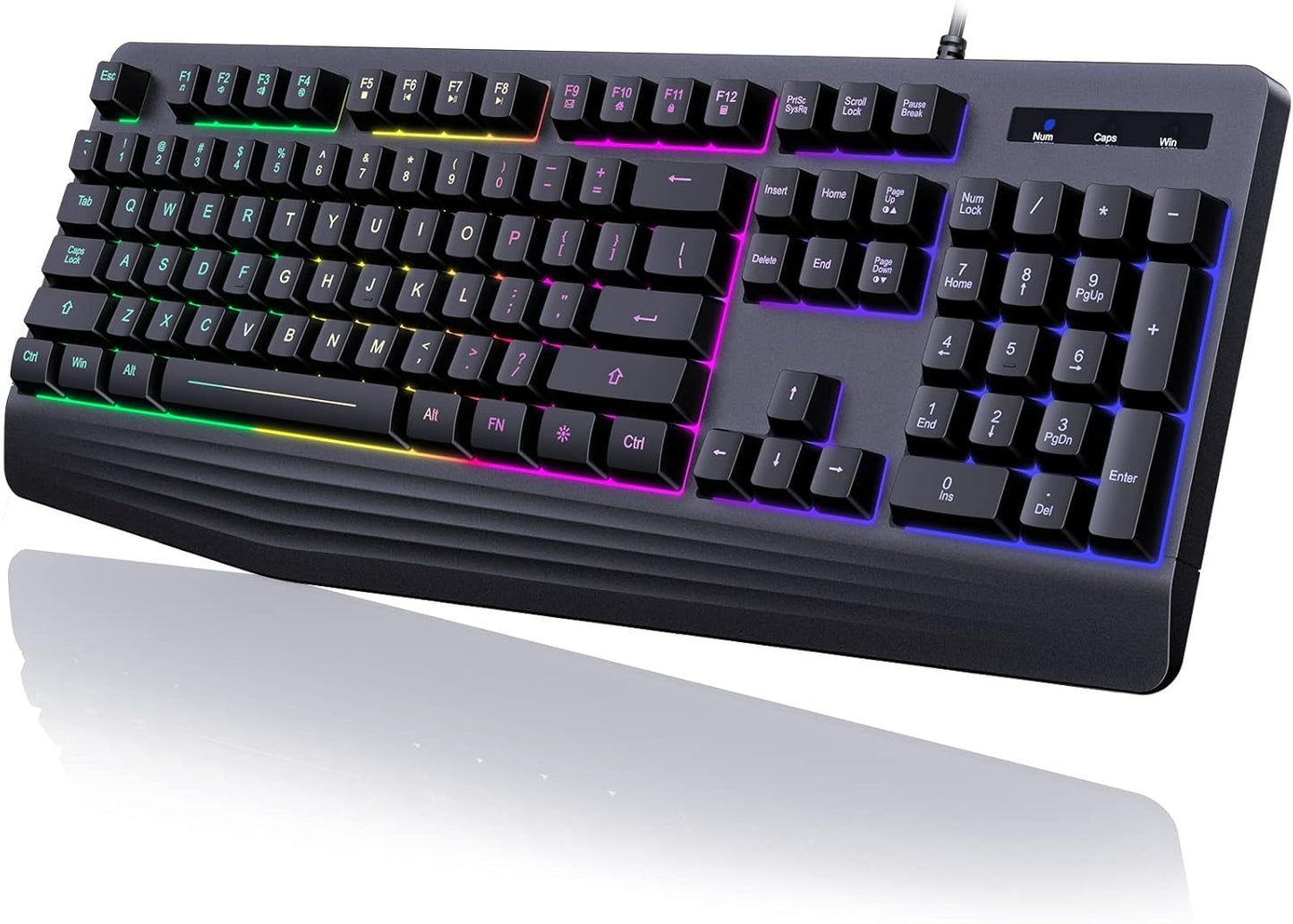Whisper Silent Gaming Keyboard with Rainbow LED